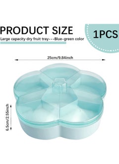 Hihonor Plastic Serving Trays with Lid 6 Compartment Food Storage Candy Organizer, Veggie Tray for Snack and Fruit, 9.8x2.6Inch, Blue  - Image 2