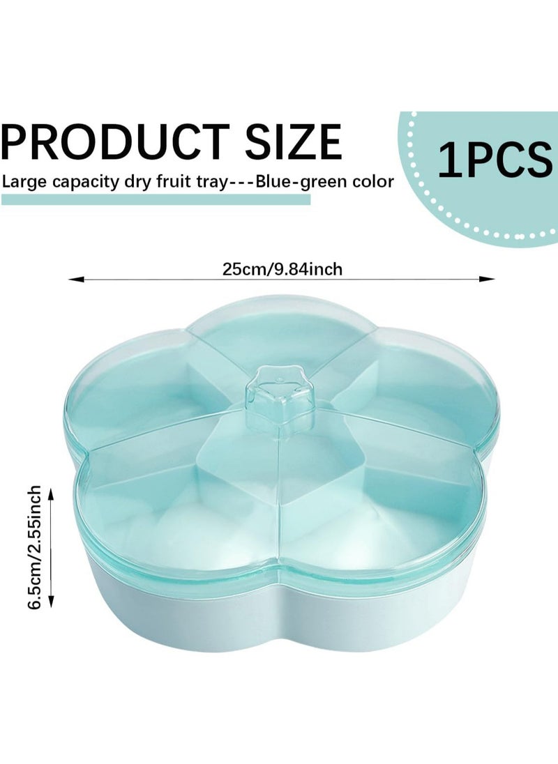 Hihonor Plastic Serving Trays with Lid 6 Compartment Food Storage Candy Organizer, Veggie Tray for Snack and Fruit, 9.8x2.6Inch, Blue  - Image 2