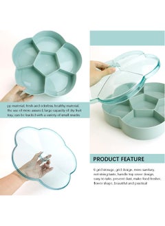 Hihonor Plastic Serving Trays with Lid 6 Compartment Food Storage Candy Organizer, Veggie Tray for Snack and Fruit, 9.8x2.6Inch, Blue  - Image 3