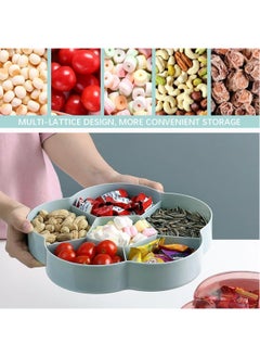 Hihonor Plastic Serving Trays with Lid 6 Compartment Food Storage Candy Organizer, Veggie Tray for Snack and Fruit, 9.8x2.6Inch, Blue  - Image 4