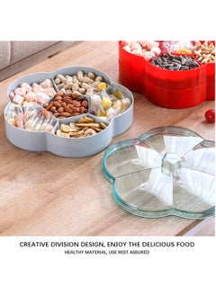 Hihonor Plastic Serving Trays with Lid 6 Compartment Food Storage Candy Organizer, Veggie Tray for Snack and Fruit, 9.8x2.6Inch, Blue  - Image 5