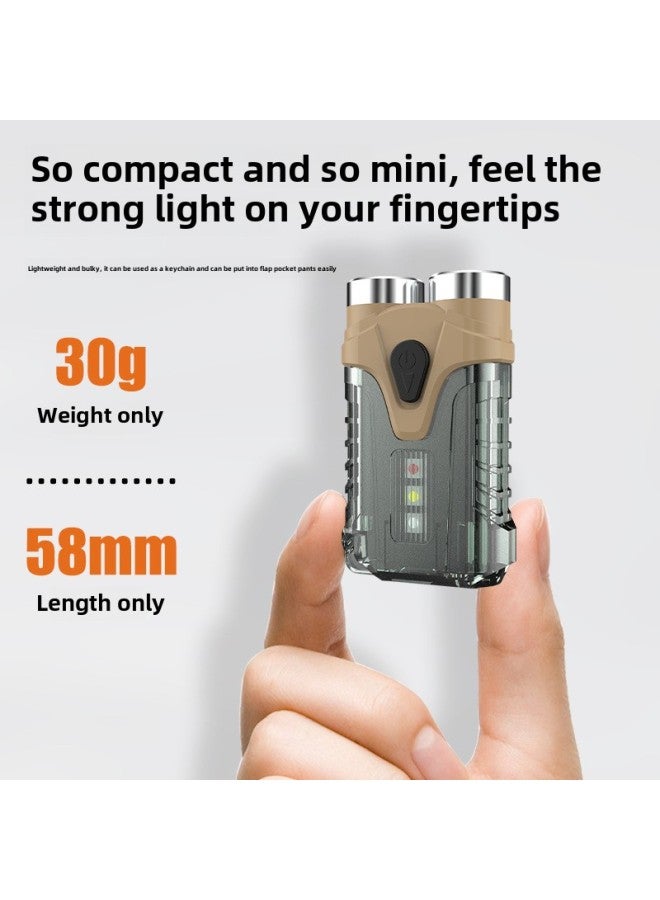 Multi-light Source Dual-head Long-range Lighting Tail Powerful Magnet Multi-function Key Lamp-Color:Khaki  - Image 3