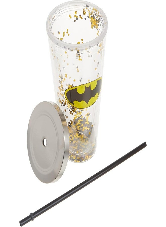 Spoontiques كوب لامع بشعار باتمان من سبونتيك، 20 أونصة، مع قشة - Image 3