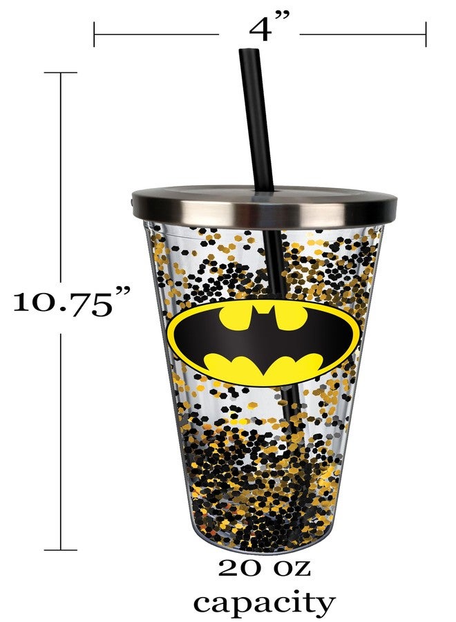 Spoontiques كوب لامع بشعار باتمان من سبونتيك، 20 أونصة، مع قشة - Image 5