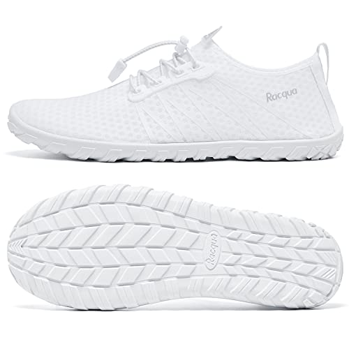 Racqua Men&Women Water Shoes Breathable Barefoot Pool Shoes Outdoor Windsurfing Beach Volleyball Sailing Beach Swim Shoes White 8.5 Women/7.5 Men - Image 4