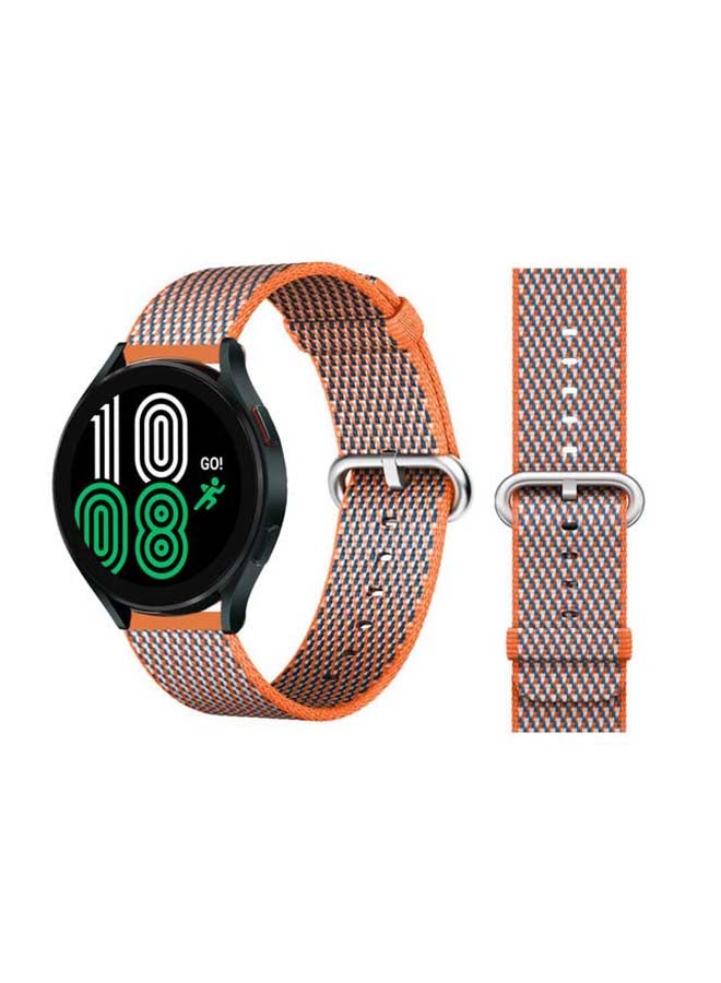 Perfii Woven Nylon Replacement Band For Samsung Galaxy Watch4 40/44mm Orange Check - Image 1