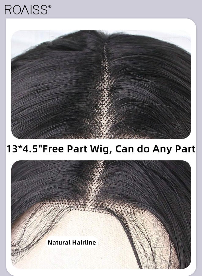 roaiss Lace Front Long Curly Hair Wig, Women's Middle Parting Natural Soft Synthetic Heat Resistant Hair Wig for Wedding Cosplay Party Daily Wear, 71cm (28 inches) - Image 4