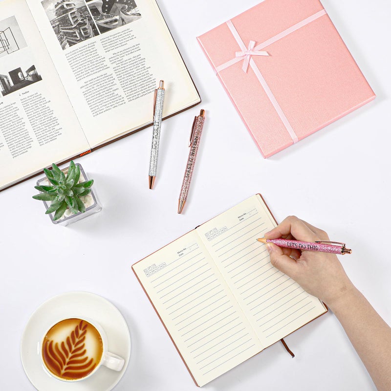Thenshop 5 Pcs Employee Appreciation Gift Journal with Pen Difference Maker Inspirational Leather Notebook 3 Ballpoint Pens Box Thank You Gift for Coworker Staff Teacher Office Social Worker(Pink) - Image 4
