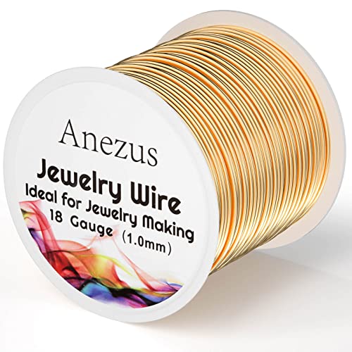 Anezus 18 Gauge Jewelry Wire for Jewelry Making, Tarnish Resistant Copper Beading Wire for Crafting (KC Gold) - Image 1