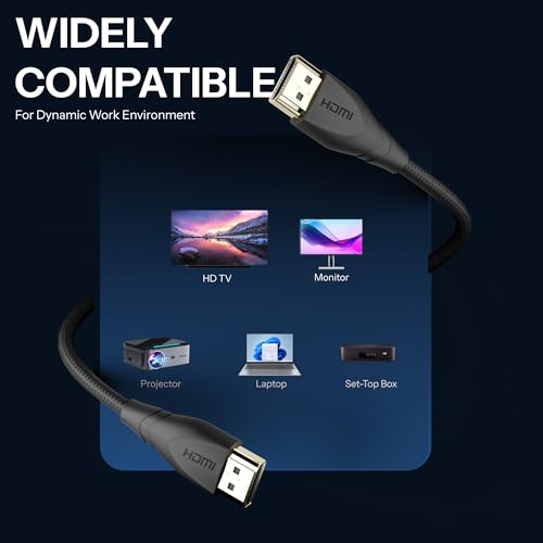 Basesailor HDMI 2.1 Cable 5M, Ultra High Speed 48Gbps Cord with Ethernet, 8K@60Hz 4K@120Hz UHD,Dolby Vision DTS,eARC,HDR10,3D, Compatible with TV,Monitor,Laptop,PS5,Xbox & HDMI Enabled Devices - Image 2