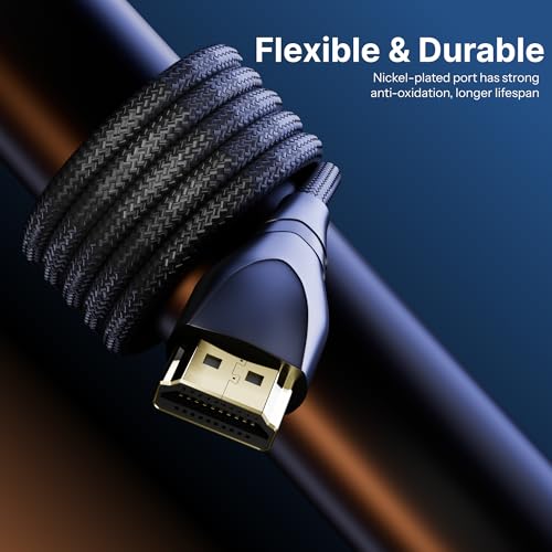 Basesailor HDMI 2.1 Cable 5M, Ultra High Speed 48Gbps Cord with Ethernet, 8K@60Hz 4K@120Hz UHD,Dolby Vision DTS,eARC,HDR10,3D, Compatible with TV,Monitor,Laptop,PS5,Xbox & HDMI Enabled Devices - Image 3