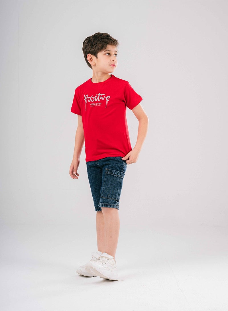 Arafa Positive Printed Short Sleeve Boys T-shirt 