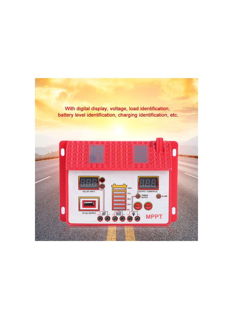 Solar Charge Controller, 12V/24V MPPT Solar Charge Panel Regulator with LED Display, Maximum Power Point Tracking Battery Controller(30A)