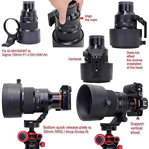 iShoot Lens Collar Tripod Mount Ring Support Holder BracketCompatible with Sigma 105mm f/1.4 DG HSM Art (EF/FX/FE/L Mount) & Sigma 100-400mm f/5-6.3 DG DN OS (E/L Mount) Lens, Bottom is Arca Fit Plate - Image 5