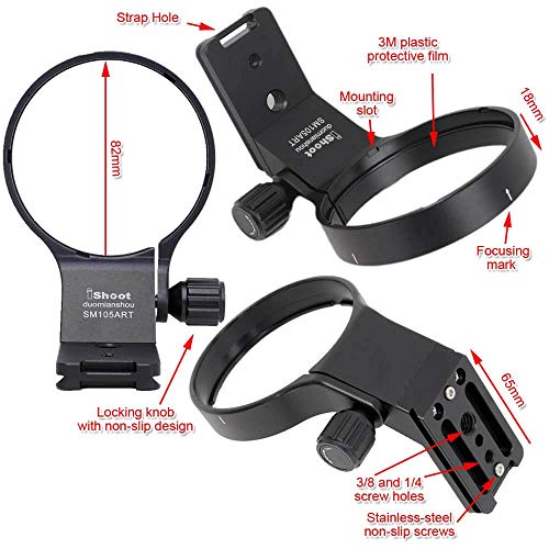 iShoot Lens Collar Tripod Mount Ring Support Holder BracketCompatible with Sigma 105mm f/1.4 DG HSM Art (EF/FX/FE/L Mount) & Sigma 100-400mm f/5-6.3 DG DN OS (E/L Mount) Lens, Bottom is Arca Fit Plate - Image 3