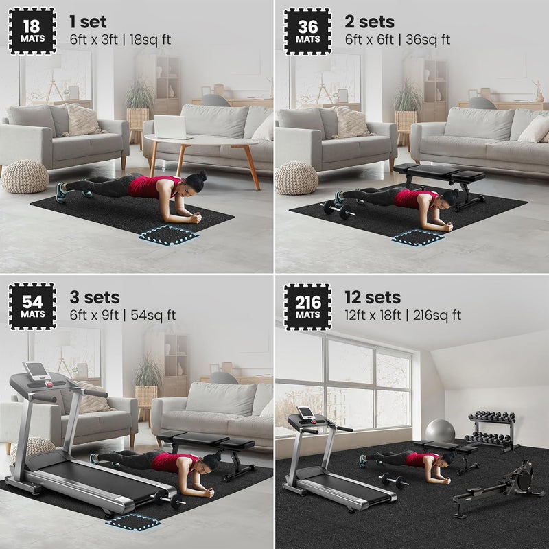 BeMaxx Gym Mats Set - 18 pcs EVA Interlocking Foam Floor Tiles (12.6"x12.6"x0.4") 18sqft Protective Gym Flooring Sports Home Workout Exercise Mats Puzzle Garage Fitness Play-Room Garage Pool Treadmill - Image 3
