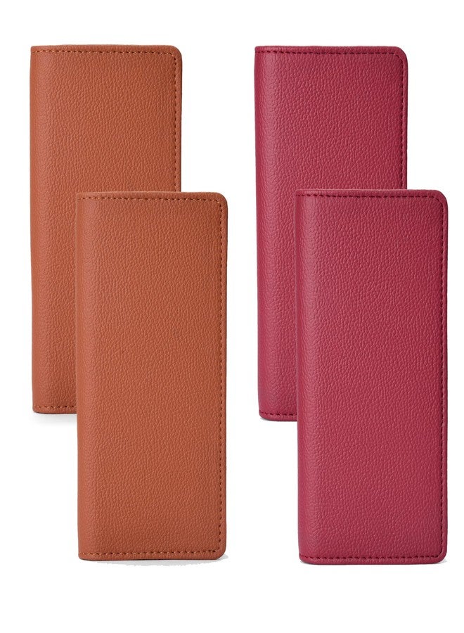 essart PU Leather Key Case Pouch Wallet (Set of 4) Keychain Key Pouch Holder Men & Women Key Pouch Holder, Bank Locker Key Pouch with 6 Hooks Zipper Closure (BRN-Cherry) - Image 1