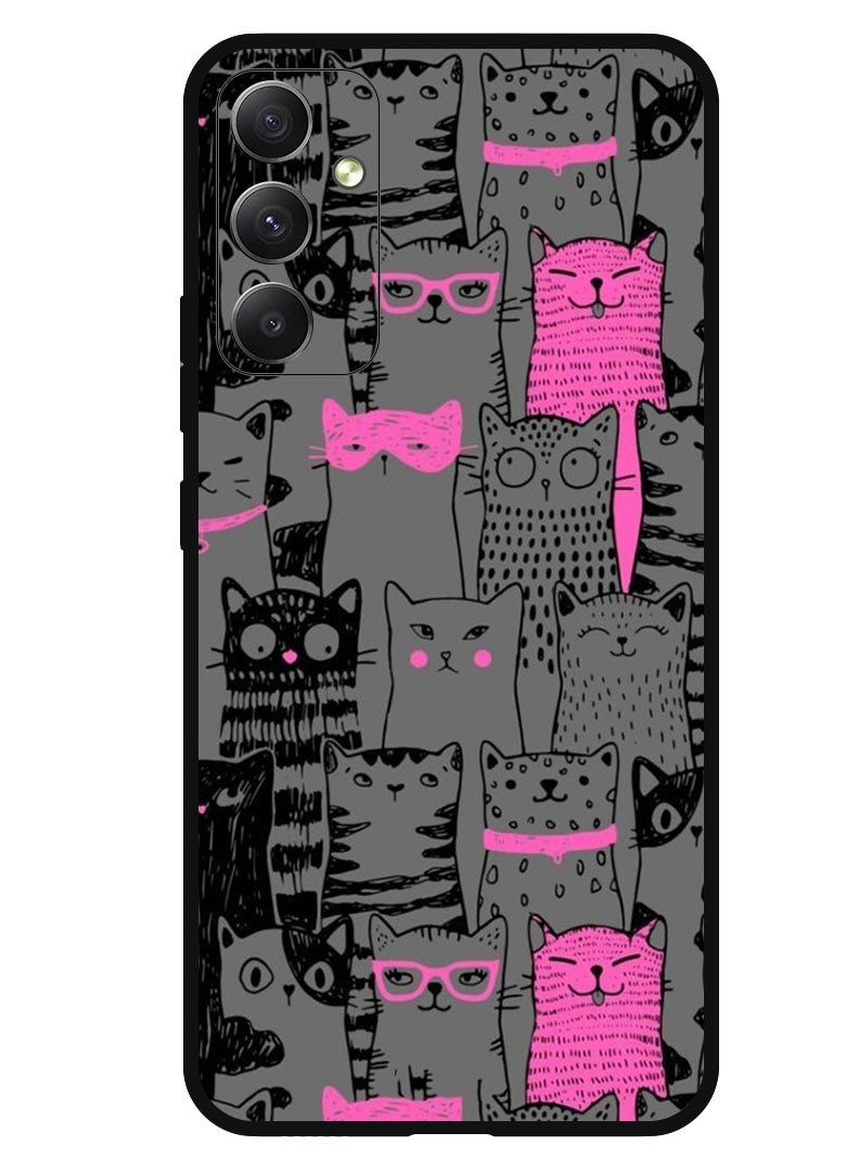 Theodor Protective Case Anti Scratch Shock Proof Bumper Cover For Samsung Galaxy F54 Pink Cats - Image 1