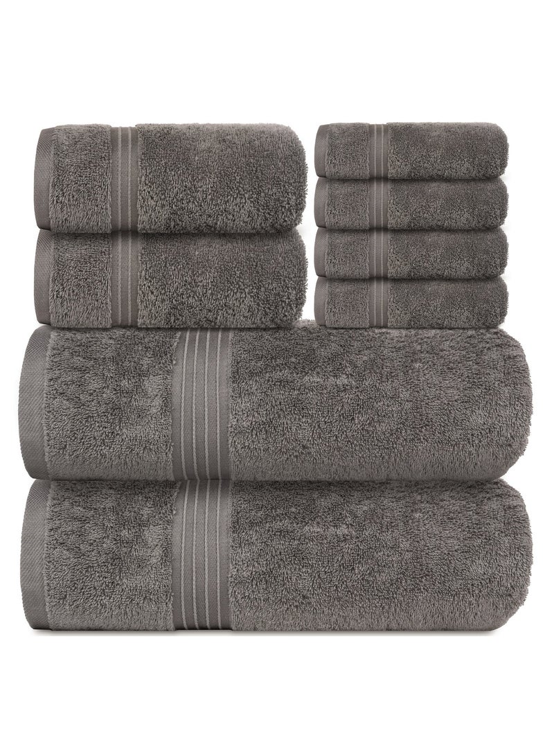 بليس كاسا مجموعة مناشف بليس كاسا مكونة من 8 قطع؛ منشفتا حمام ومنشفتا يد و4 مناشف - 550 جرام لكل متر مربع 100% قطن ممشط سريع الجفاف وفوط حمام سميكة عالية الامتصاص - جودة فندقية ناعمة للحمام والمنتجعات الصحية - Image 1