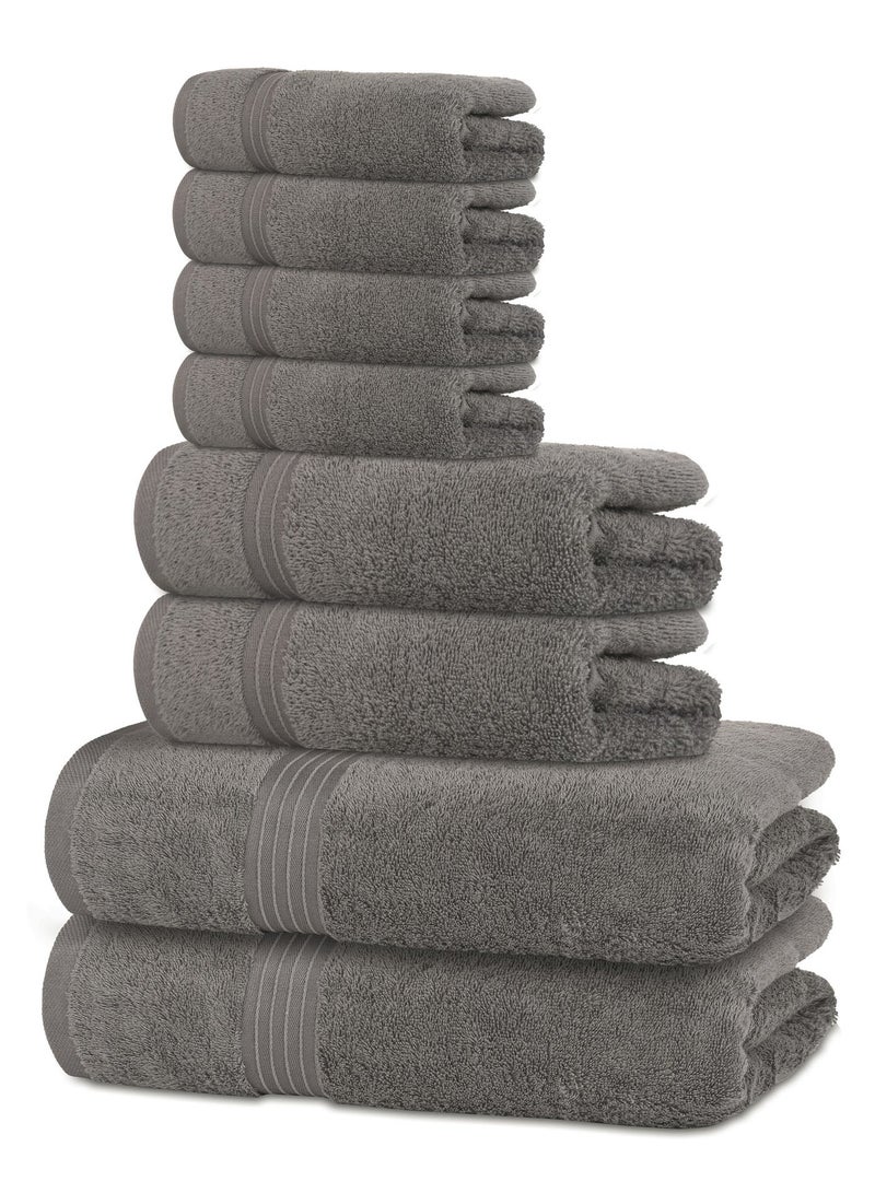 بليس كاسا مجموعة مناشف بليس كاسا مكونة من 8 قطع؛ منشفتا حمام ومنشفتا يد و4 مناشف - 550 جرام لكل متر مربع 100% قطن ممشط سريع الجفاف وفوط حمام سميكة عالية الامتصاص - جودة فندقية ناعمة للحمام والمنتجعات الصحية - Image 5