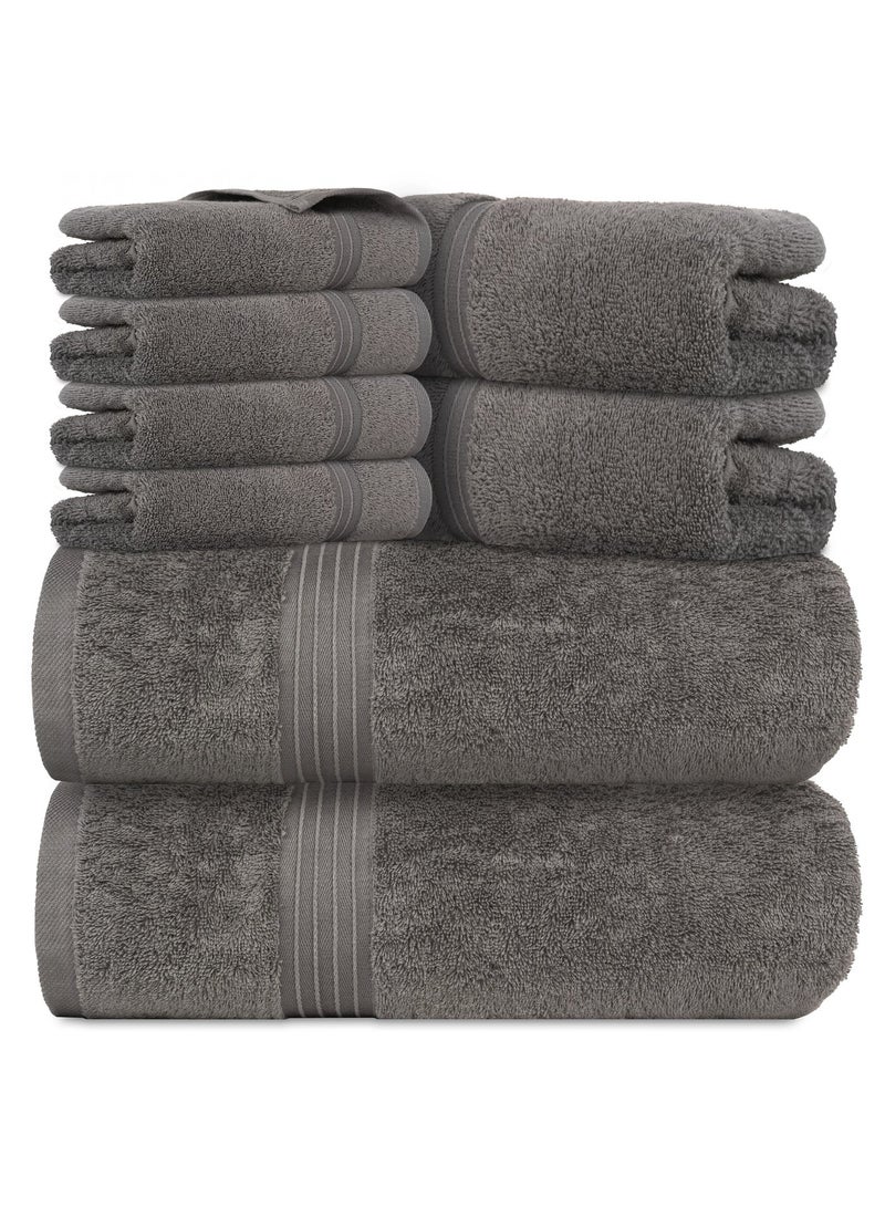 بليس كاسا مجموعة مناشف بليس كاسا مكونة من 8 قطع؛ منشفتا حمام ومنشفتا يد و4 مناشف - 550 جرام لكل متر مربع 100% قطن ممشط سريع الجفاف وفوط حمام سميكة عالية الامتصاص - جودة فندقية ناعمة للحمام والمنتجعات الصحية - Image 3