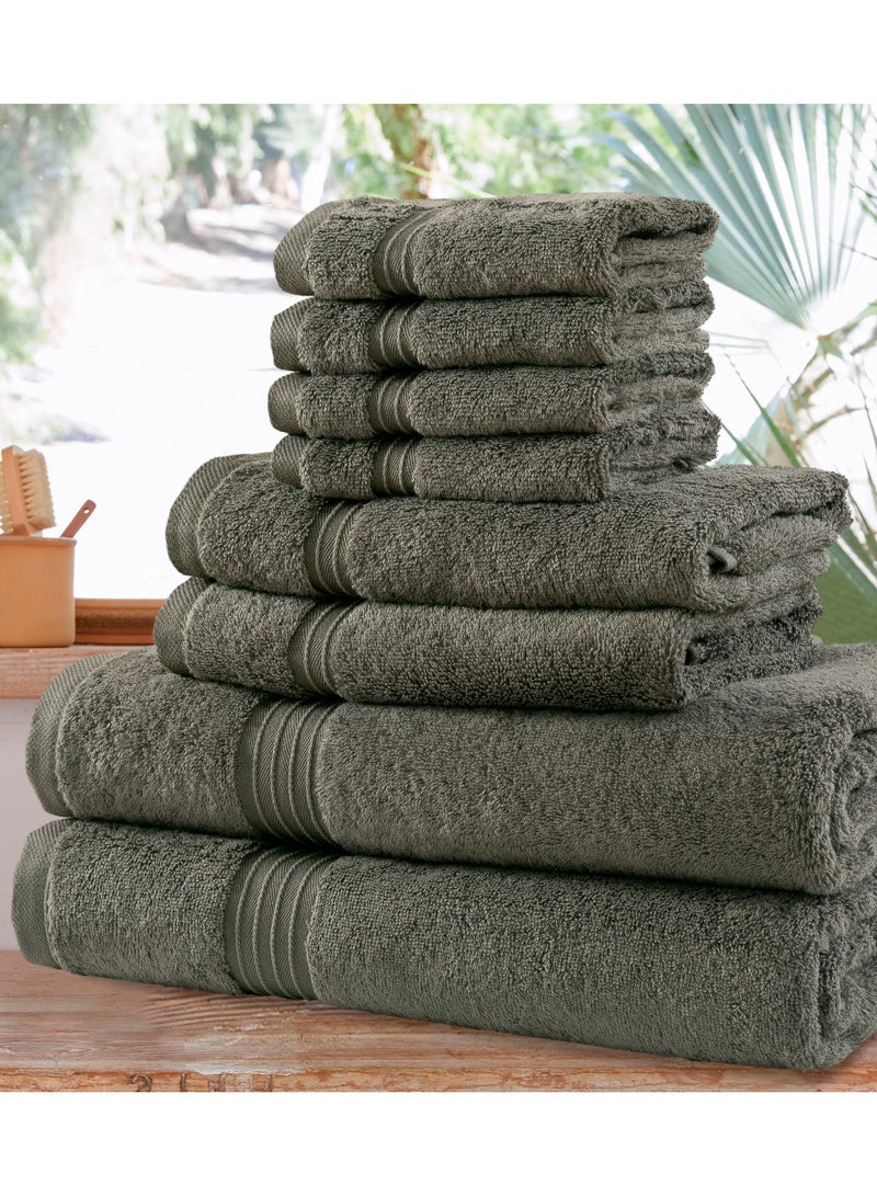 بليس كاسا مجموعة مناشف بليس كاسا مكونة من 8 قطع؛ منشفتا حمام ومنشفتا يد و4 مناشف - 550 جرام لكل متر مربع 100% قطن ممشط سريع الجفاف وفوط حمام سميكة عالية الامتصاص - جودة فندقية ناعمة للحمام والمنتجعات الصحية - Image 3