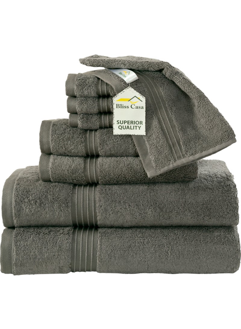 بليس كاسا مجموعة مناشف بليس كاسا مكونة من 8 قطع؛ منشفتا حمام ومنشفتا يد و4 مناشف - 550 جرام لكل متر مربع 100% قطن ممشط سريع الجفاف وفوط حمام سميكة عالية الامتصاص - جودة فندقية ناعمة للحمام والمنتجعات الصحية - Image 4