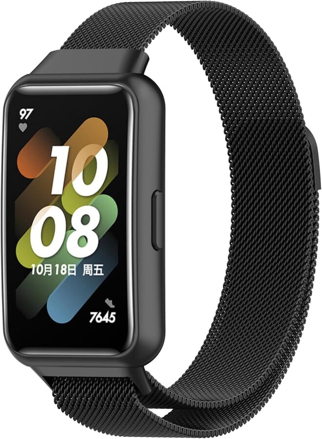 BURAQ BURAQ Replacement Strap Compatible For Huawei Band 7 Milan Magnetic Watch Band(Black)
