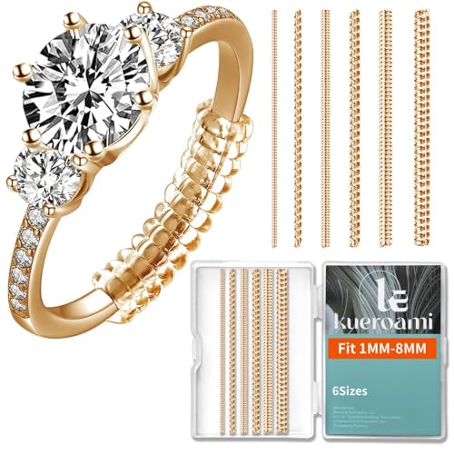 Kueroami Ring Size Adjuster for Loose Rings，Kueroami Ring Adjuster Guards, 6 Sizes Tightener Resizer Fitter Rings Width 1-8 MM, Reduces Spacers Size By 0.5-1.5 (Gold) - Image 1