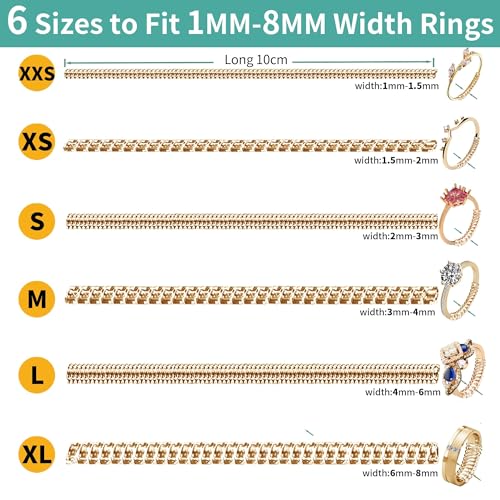 Kueroami Ring Size Adjuster for Loose Rings，Kueroami Ring Adjuster Guards, 6 Sizes Tightener Resizer Fitter Rings Width 1-8 MM, Reduces Spacers Size By 0.5-1.5 (Gold) - Image 3