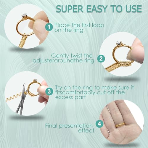 Kueroami Ring Size Adjuster for Loose Rings，Kueroami Ring Adjuster Guards, 6 Sizes Tightener Resizer Fitter Rings Width 1-8 MM, Reduces Spacers Size By 0.5-1.5 (Gold) - Image 4