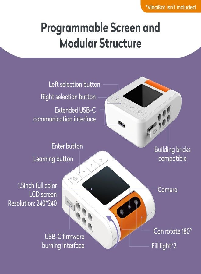 MatataStudio AI Vision Kit for VinciBot with a 180° Flip Camera, Programmable Screen and Modular Structure Can Add 7 Visual Functions, for Beginners and Advanced Learners of AI from 8-12 - Image 2