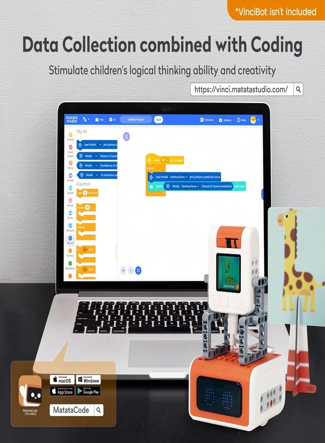 MatataStudio AI Vision Kit for VinciBot with a 180° Flip Camera, Programmable Screen and Modular Structure Can Add 7 Visual Functions, for Beginners and Advanced Learners of AI from 8-12 - Image 4