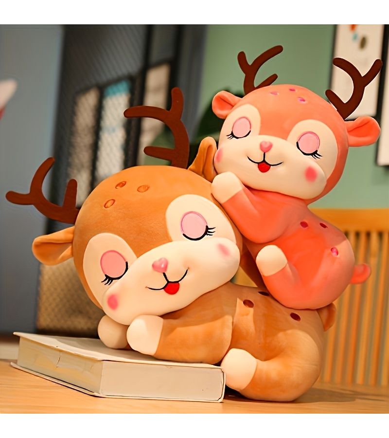 Pink Elk Plush Stuffed Animal Soft Home Decoration Toy Gift for Children Kids Boy Girl - Image 1