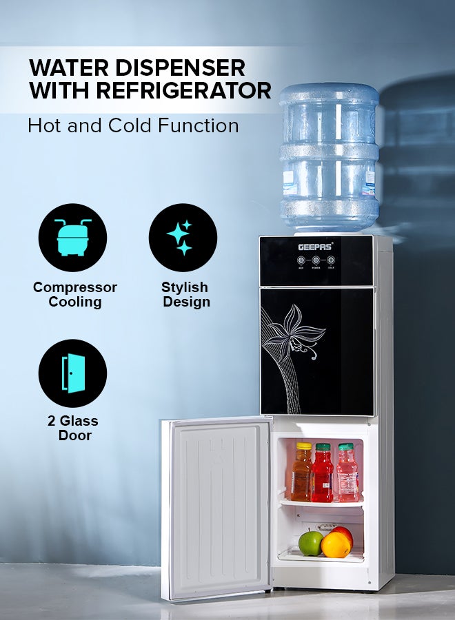 GEEPAS Top Loaded Water Dispenser With Refrigerator With Stainless Steel water Tank, Fast Cooling, 2 Tap- Hot & Cold, Child Safety Button, Cold Tank -2.8L Capacity, Hot Tank 1L Caacity GWD17023 Black & White - Image 4