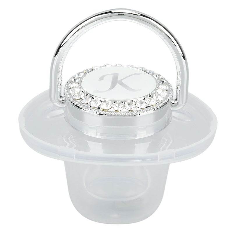 Silicone Baby Pacifier Silver A‑Z Letters Safe BPA Free One Piece Seamless Pacifier with Lid for Infant 6‑18 Months K - Image 3