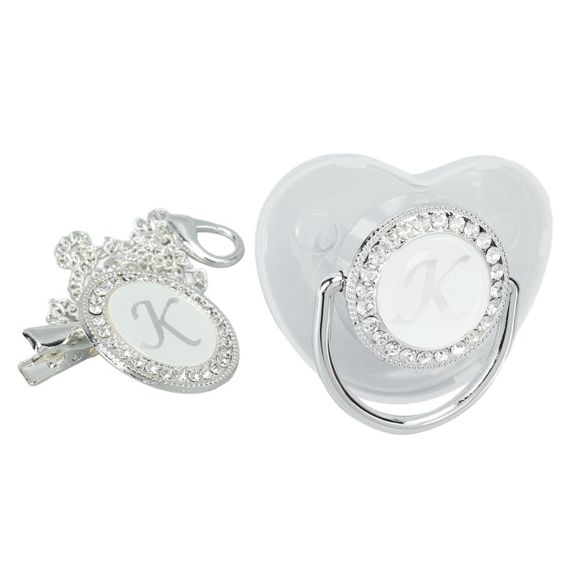 Silicone Baby Pacifier Silver A‑Z Letters Safe BPA Free One Piece Seamless Pacifier with Lid for Infant 6‑18 Months K - Image 5
