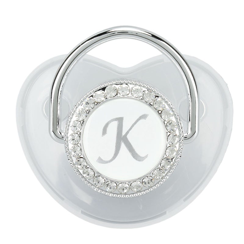 Silicone Baby Pacifier Silver A‑Z Letters Safe BPA Free One Piece Seamless Pacifier with Lid for Infant 6‑18 Months K - Image 2