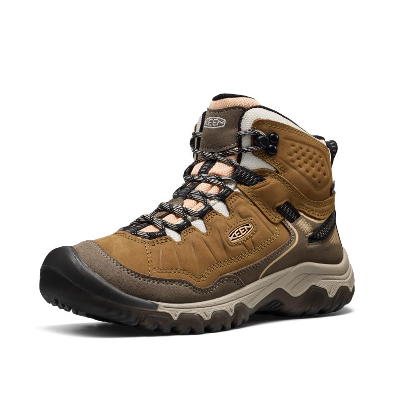 KEEN Women's Targhee 4 Mid Height Durable Comfortable Waterproof Hiking Boots, Coyote/Peach Fuzz, 10 - Image 1