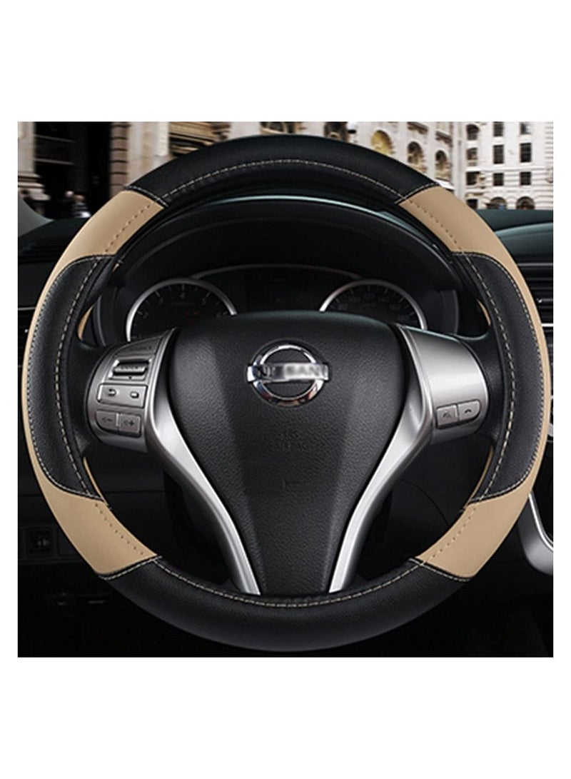 SYOSI Leather Car Steering Wheel Cover Non-Slip Car Wheel Cover Protector Breathable Microfiber Leather Universal Fit for Most Cars - Image 1