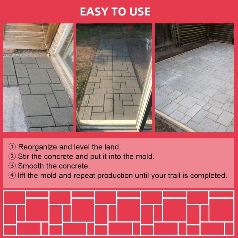 Anothera 20"x20"x1.8" Plus Size Walk Maker Reusable Concrete Path Maker Molds Stepping Stone Paver Lawn Patio Yard Garden DIY Walkway Pavement Paving Moulds (8-Grid) - Image 2