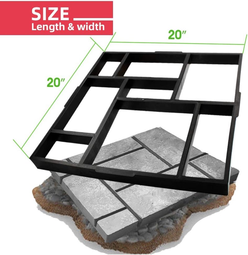 Anothera 20"x20"x1.8" Plus Size Walk Maker Reusable Concrete Path Maker Molds Stepping Stone Paver Lawn Patio Yard Garden DIY Walkway Pavement Paving Moulds (8-Grid) - Image 4