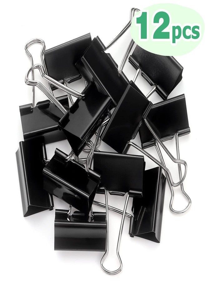 ZZTX Binder Clips Paper Clamps Clips for Office, Black, 2.0 Inches, 12 Pack - Image 2