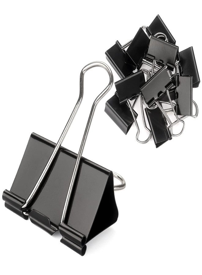 ZZTX Binder Clips Paper Clamps Clips for Office, Black, 2.0 Inches, 12 Pack - Image 1