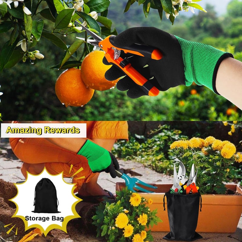 Wevove 4 Pack Garden Shears Scissors,Pruning Shears, pruning shears for gardening Stainless Steel Blades, Gardening Clippers Hand Pruner With a Gardening Gloves((Red Yellow Blue Orange) - Image 3