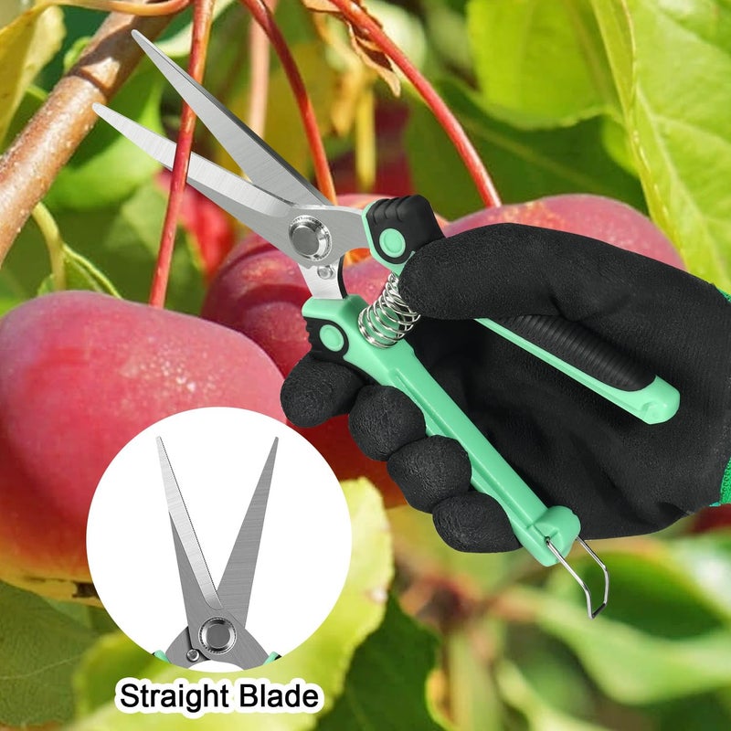Wevove 4 Pack Garden Shears Scissors,Pruning Shears, pruning shears for gardening Stainless Steel Blades, Gardening Clippers Hand Pruner With a Gardening Gloves((Red Yellow Blue Orange) - Image 4
