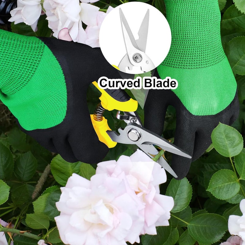 Wevove 4 Pack Garden Shears Scissors,Pruning Shears, pruning shears for gardening Stainless Steel Blades, Gardening Clippers Hand Pruner With a Gardening Gloves((Red Yellow Blue Orange) - Image 5