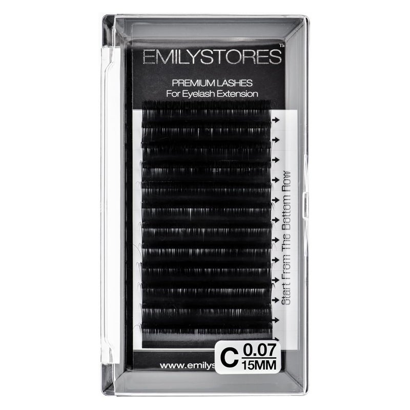 EMILYSTORES Eyelash Extensions 0.07mm Thickness C Curl Length 15mm Easy Fan Eye Lashes For Lash Extensions(0.07,C,15mm)