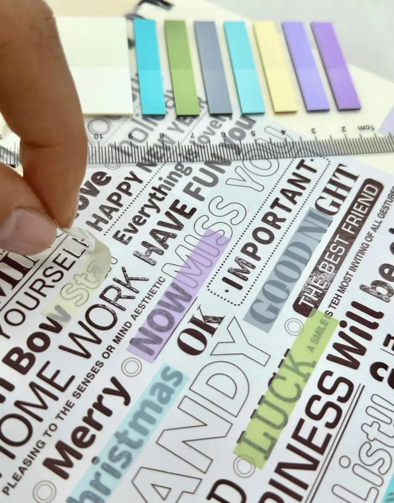 Kağıt Gemi Dükkan Paper Ship Shop 2-Piece Transparent Pet Index Set 18 Colored Ruler Pink and Blue Tones Oval and Straight Edge/index Sticker