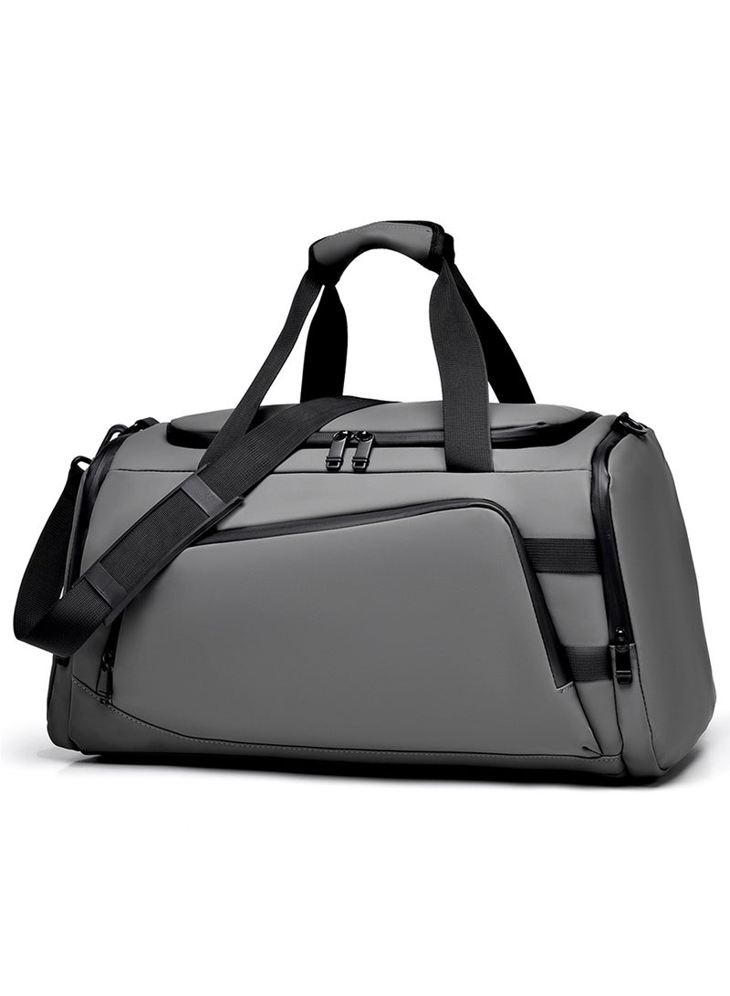 TokFaa Sports Gym Bag for Men Women Travel Duffel Bag with Shoes Compartment and Wet Pocket Carry on Bag 48L Waterproof Shoulder Weekender Overnight Luggage Bag Swimming Yoga Tote Bags(Grey) - Image 1